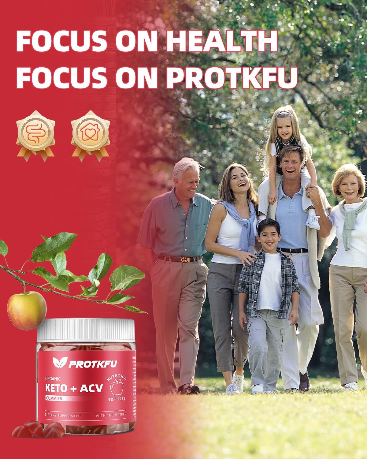 90 Count ProTKFU Keto ACV Gummies for Weight Loss and Gut Health - Advanced Keto Supplements for Bloating and Digestion Support