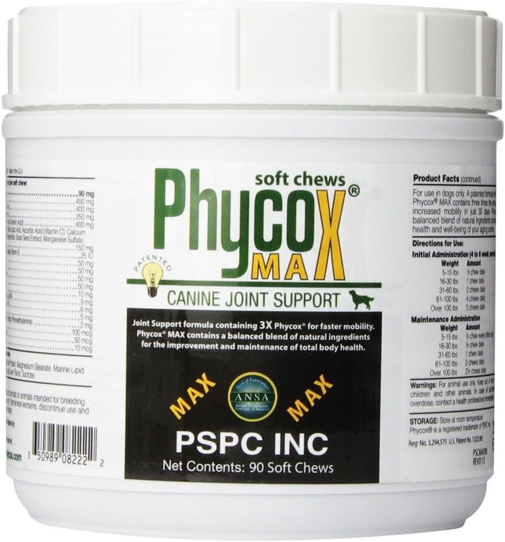 90 Count PSCH Phycox Max Canine Soft Chews - Joint Supplement for Dogs