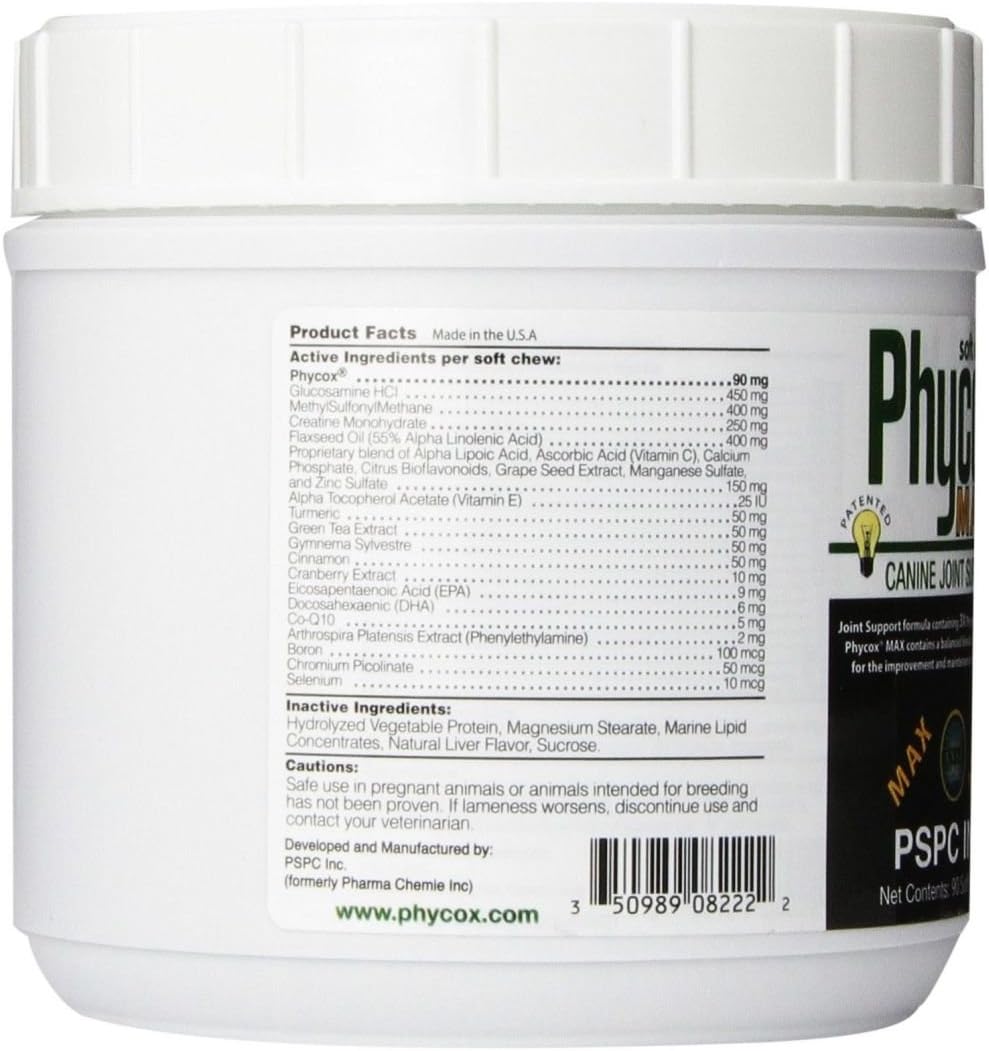 90 Count PSCH Phycox Max Canine Soft Chews - Joint Supplement for Dogs