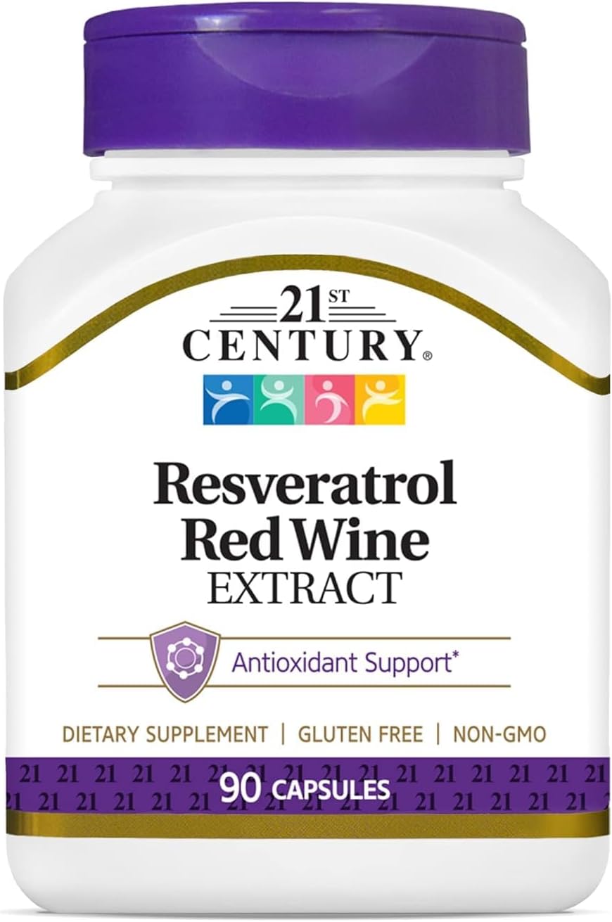 90 Count Red Wine Resveratrol Capsules for 21st Century Health Benefits