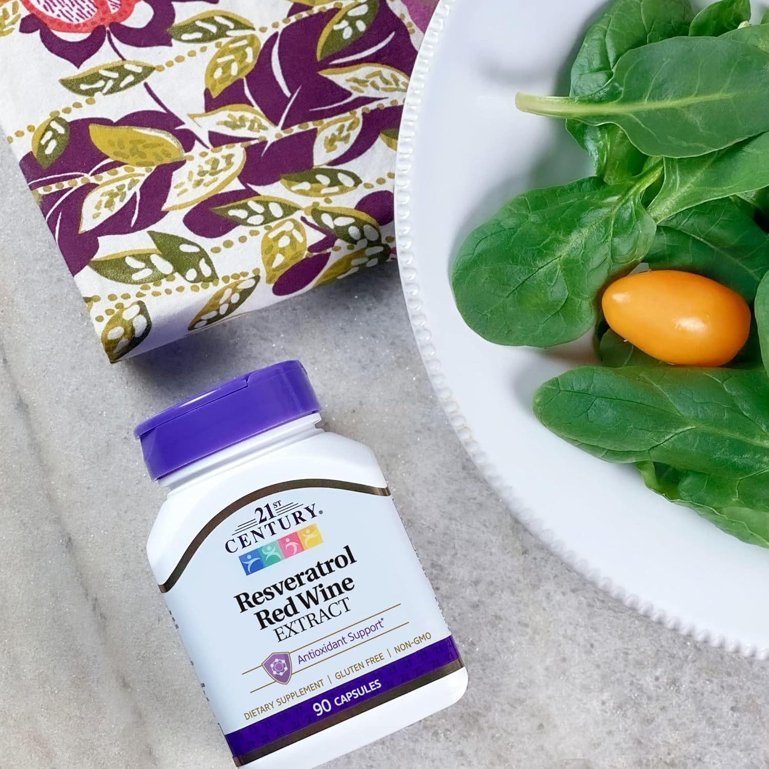 90 Count Red Wine Resveratrol Capsules for 21st Century Health Benefits