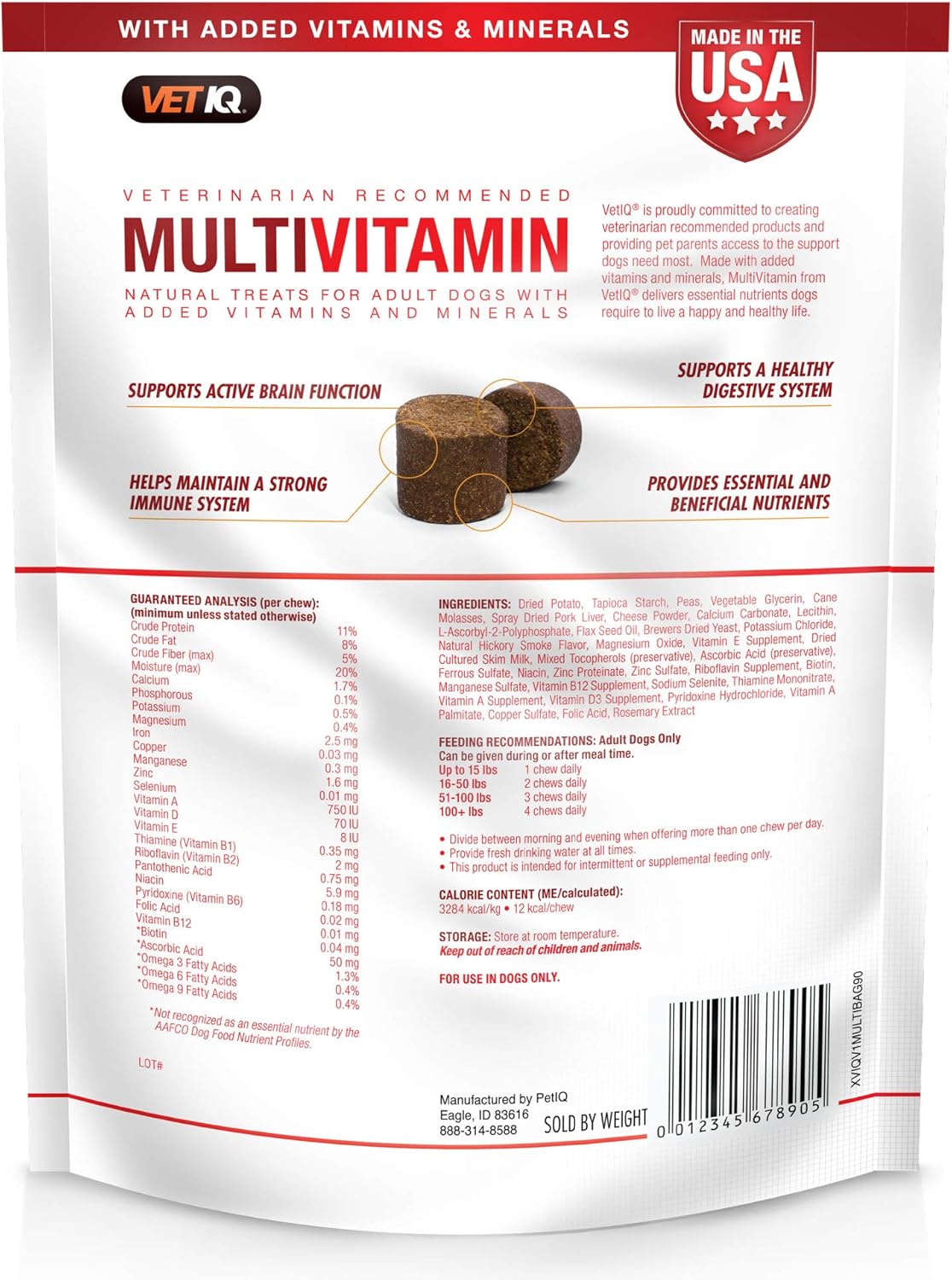 90 Count VetIQ Multivitamin Soft Chews for Dogs - Health Support Supplement