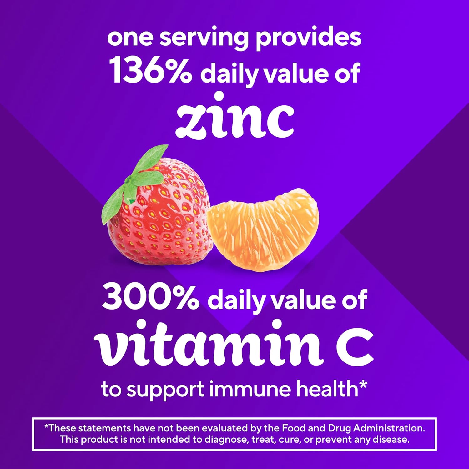 90 Count Vitafusion Power Zinc Gummy Vitamins for Immune Support, Strawberry Tangerine Flavor