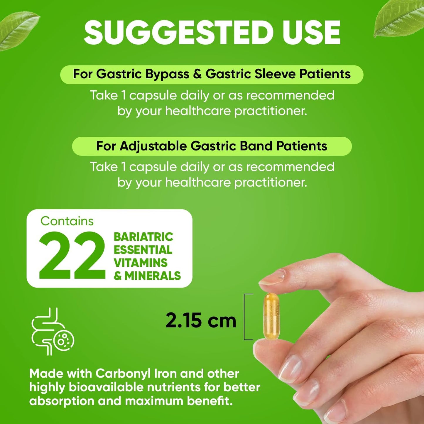 90 Day Supply of BariSlim Once Daily Bariatric Multivitamin Capsules with 60mg Iron - Post Bariatric Surgery Vitamin & Supplement for Gastric Bypass & Sleeve