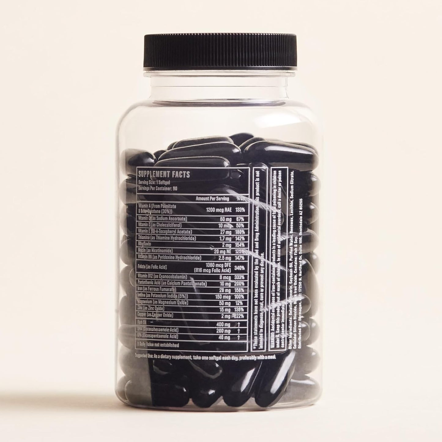 90-Day Supply of Black Pearl Beginnings Prenatal Vitamins with Folic Acid, Iron, and Fish Oil - 90 Soft Gels