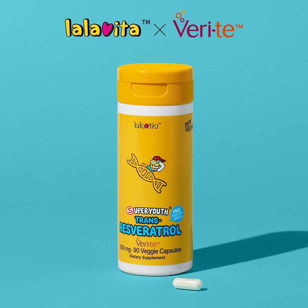 90-Day Supply of lalavita SuperYouth Trans-Resveratrol 300mg Veggie Capsules - Antioxidant Supplement Made by Yeast Fermentation