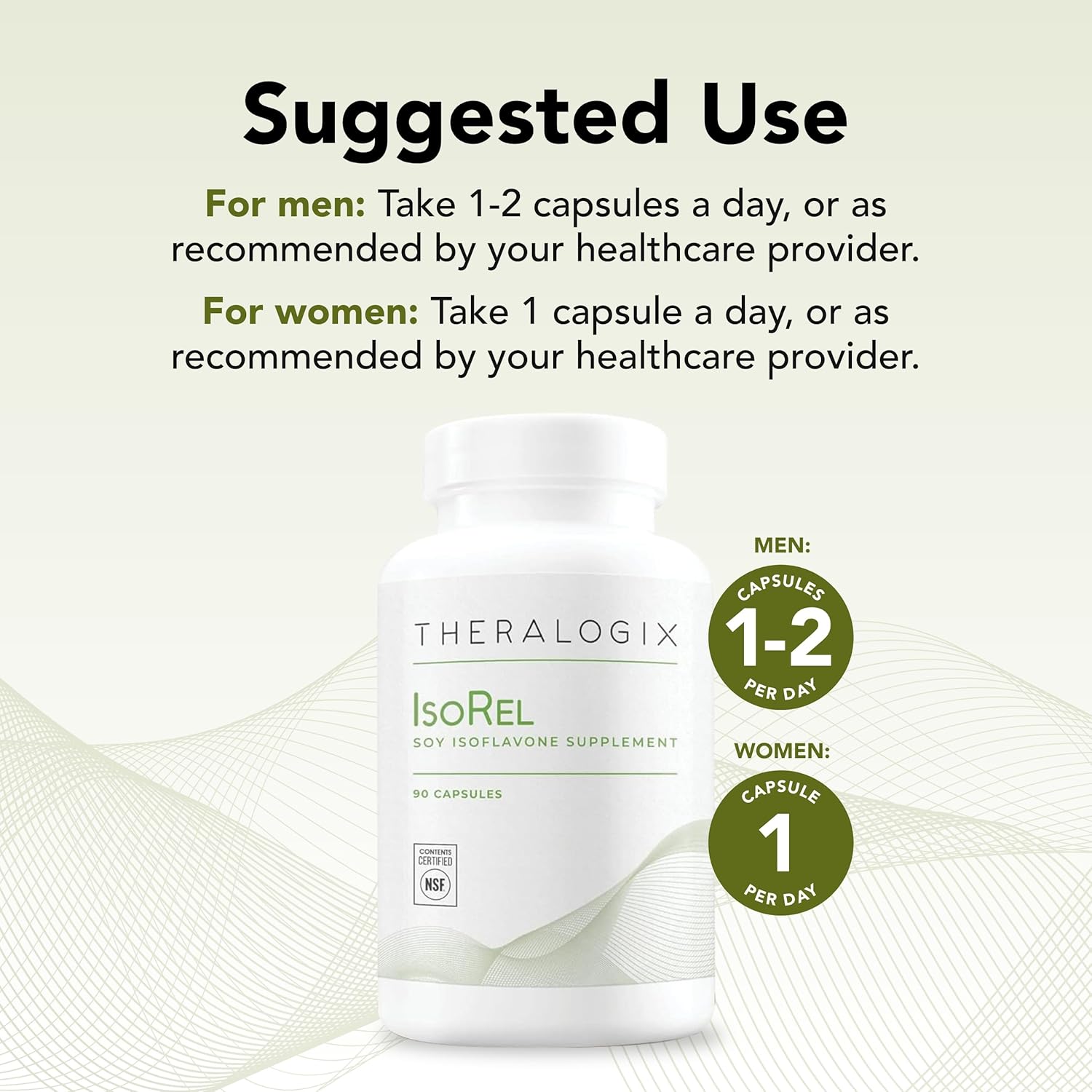 90-Day Supply Theralogix IsoRel Whole Soybean Extract Supplement for Menopause & Prostate Health - NSF Certified - 90 Capsules