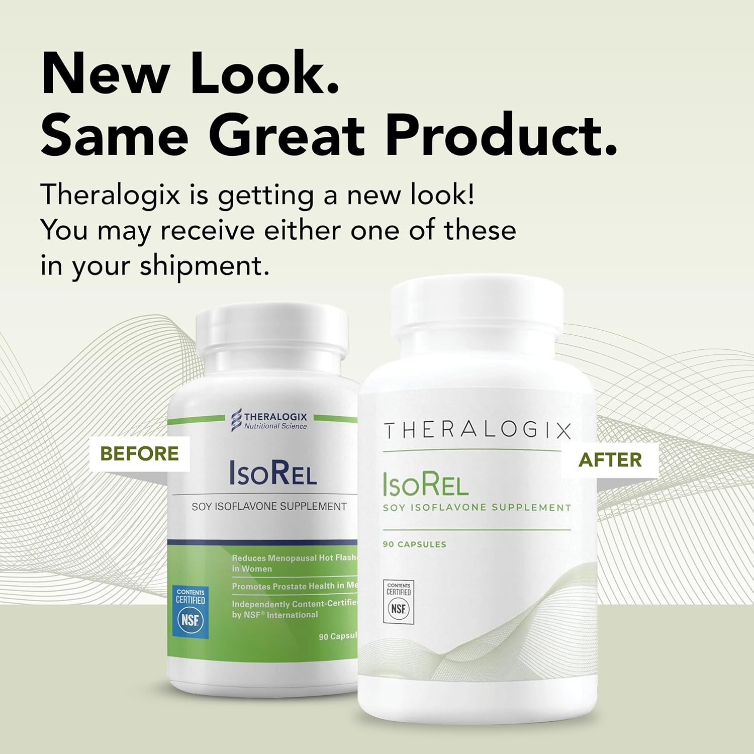 90-Day Supply Theralogix IsoRel Whole Soybean Extract Supplement for Menopause & Prostate Health - NSF Certified - 90 Capsules