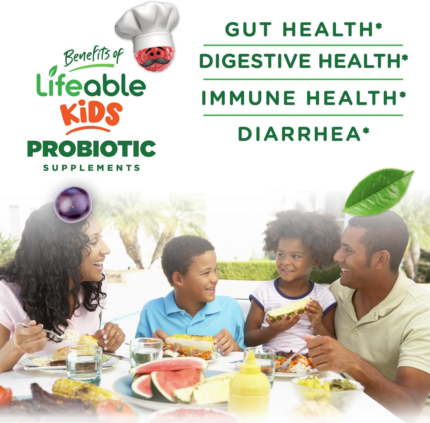 90 Kids Probiotic Gummies with 2 Billion CFU for Gut, Digestive, and Immune Health by Lifeable