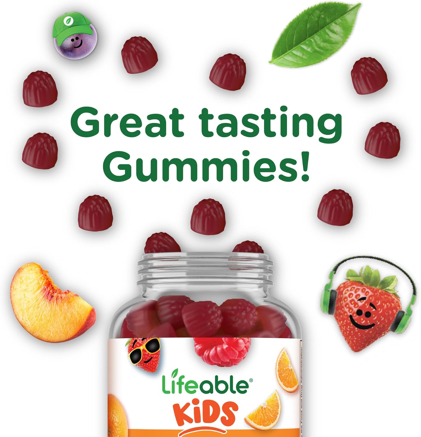 90 Kids Probiotic Gummies with 2 Billion CFU for Gut, Digestive, and Immune Health by Lifeable