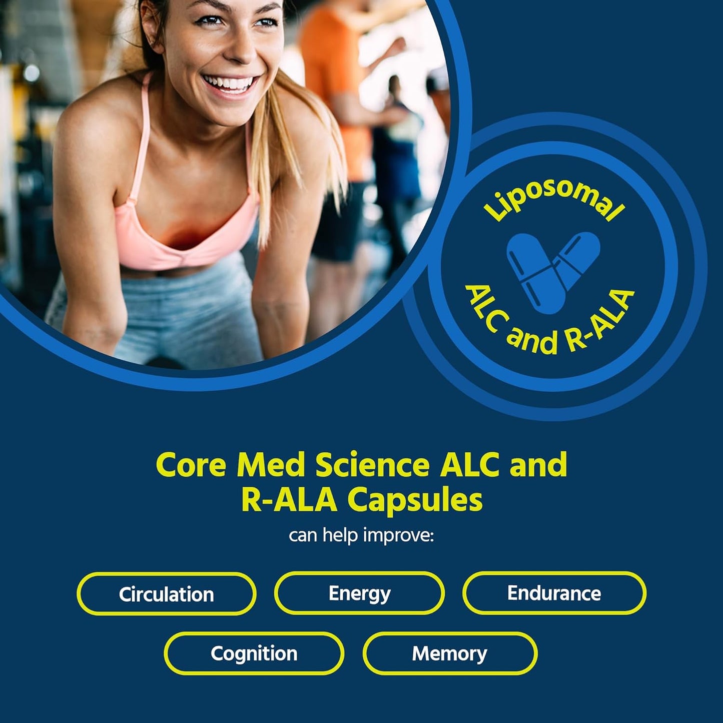 90 Liposomal ALC & R-ALA Supplement Capsules - Acetyl-L-Carnitine (900mg) & R-Alpha Lipoic Acid (75mg) - Boost Energy & Focus - Enhance Mental Function & Memory (90 Count)