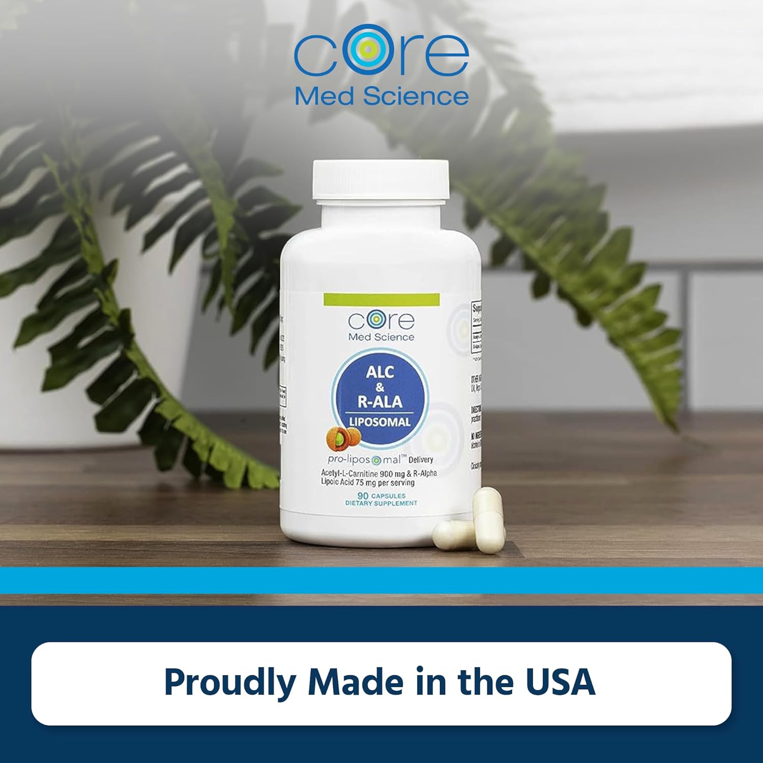90 Liposomal ALC & R-ALA Supplement Capsules - Acetyl-L-Carnitine (900mg) & R-Alpha Lipoic Acid (75mg) - Boost Energy & Focus - Enhance Mental Function & Memory (90 Count)