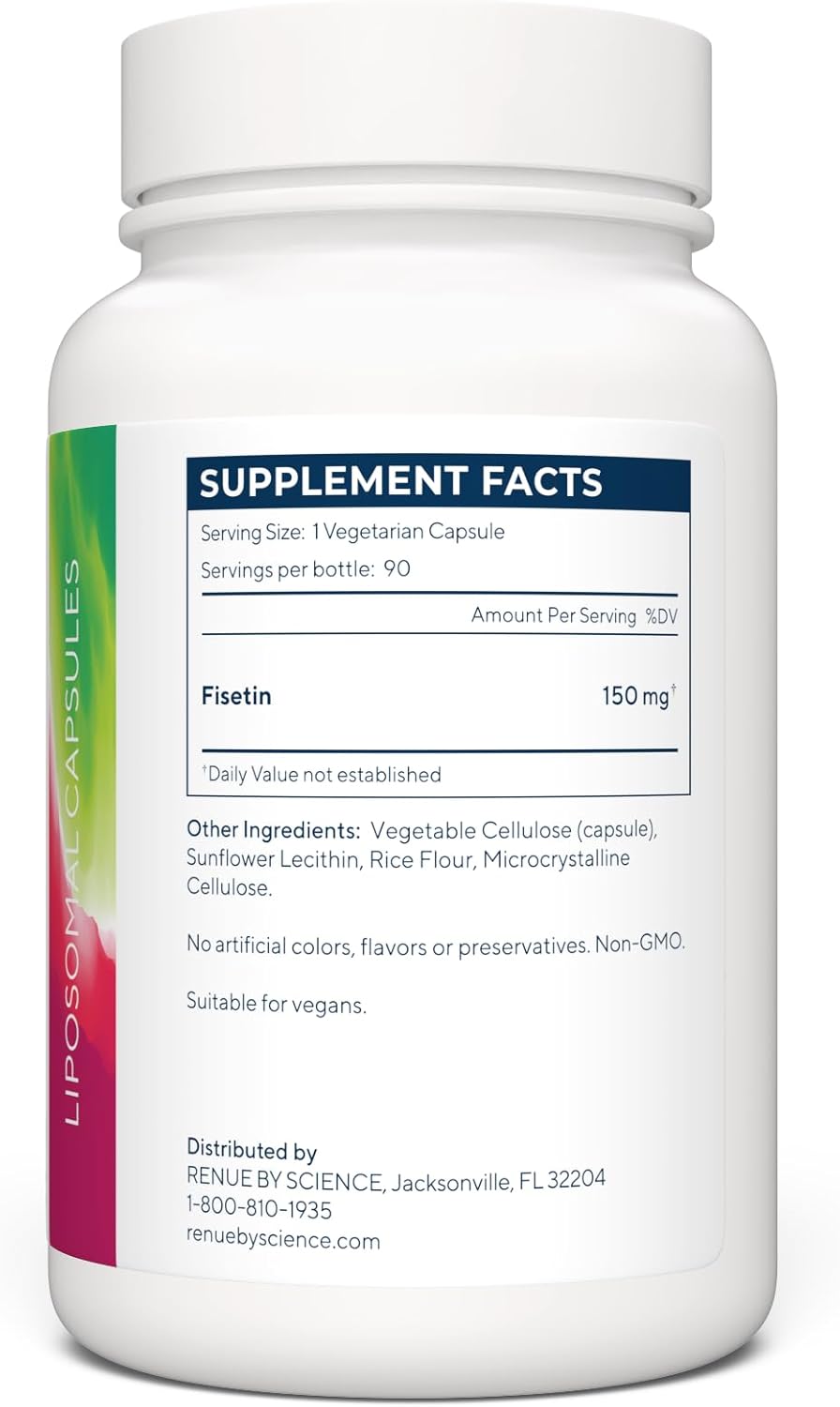90 Liposomal Fisetin Supplements - 150mg Fisetin per Serving | Senolytic Formula for Enhanced Absorption | Non-GMO USA Made