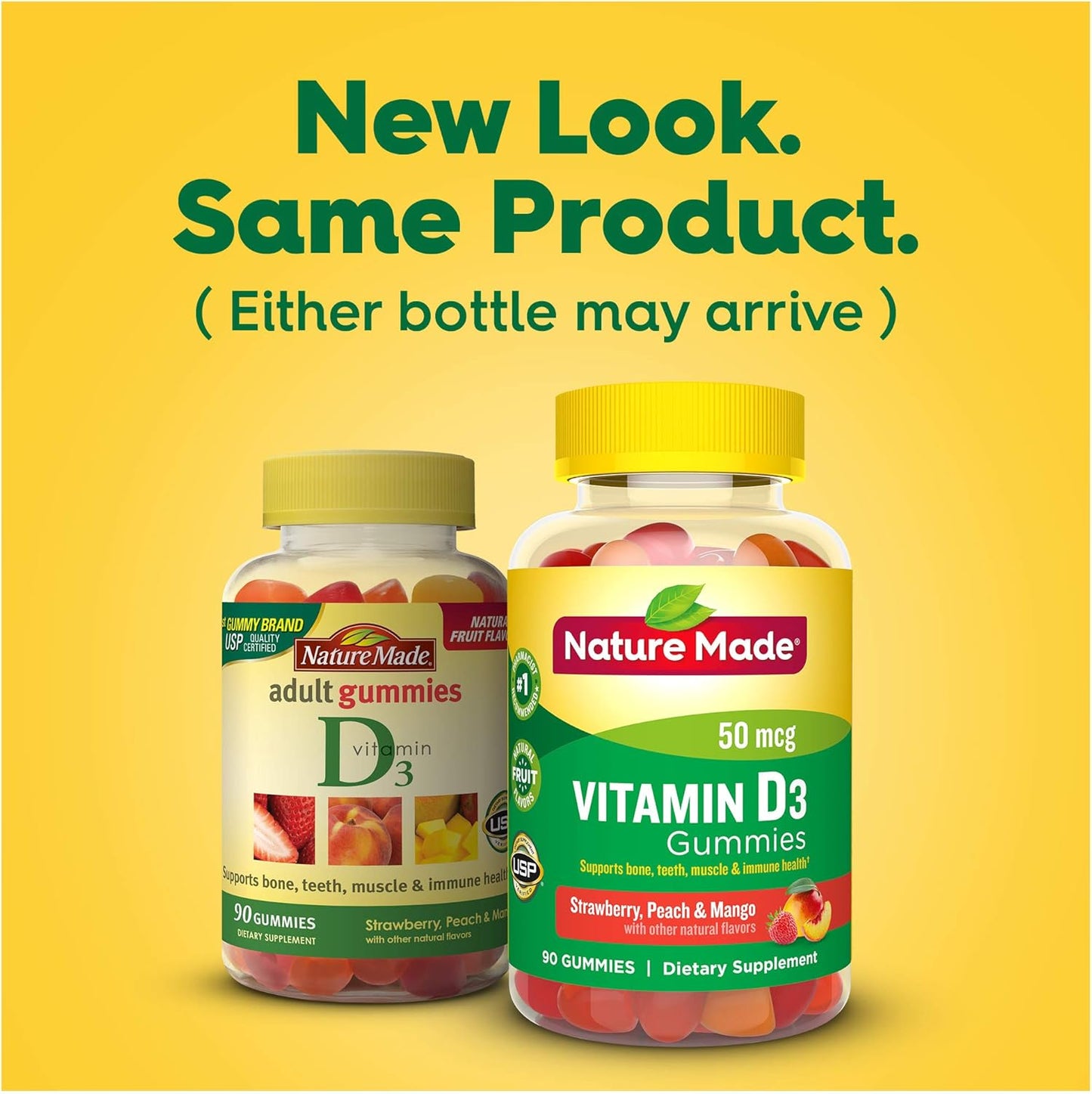 90 Nature Made Vitamin D3 Gummies for Bone, Teeth, Muscle, and Immune Health Support - 2000 IU per Serving, 45 Day Supply