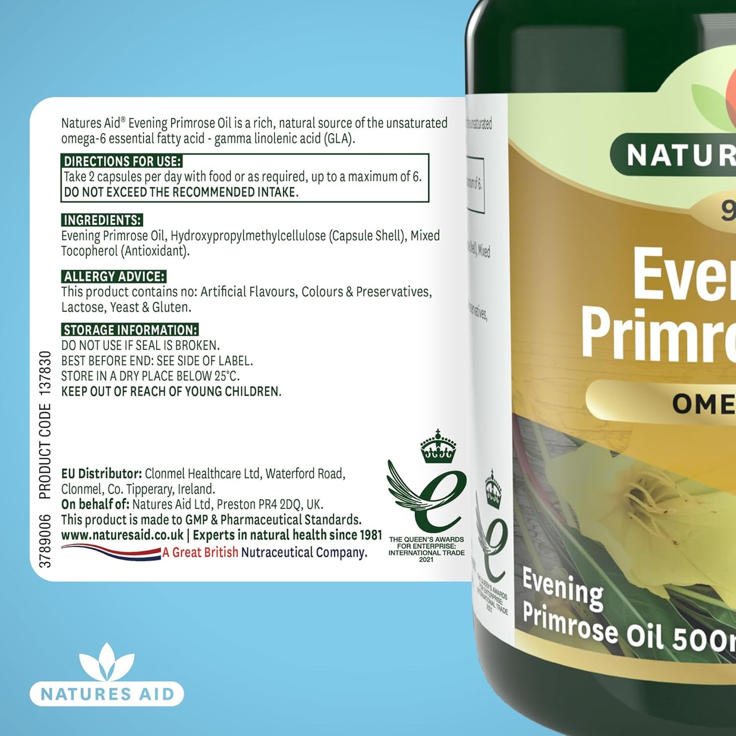 90-Pack Natures Aid Organic Evening Primrose Oil Capsules for Health and Wellness