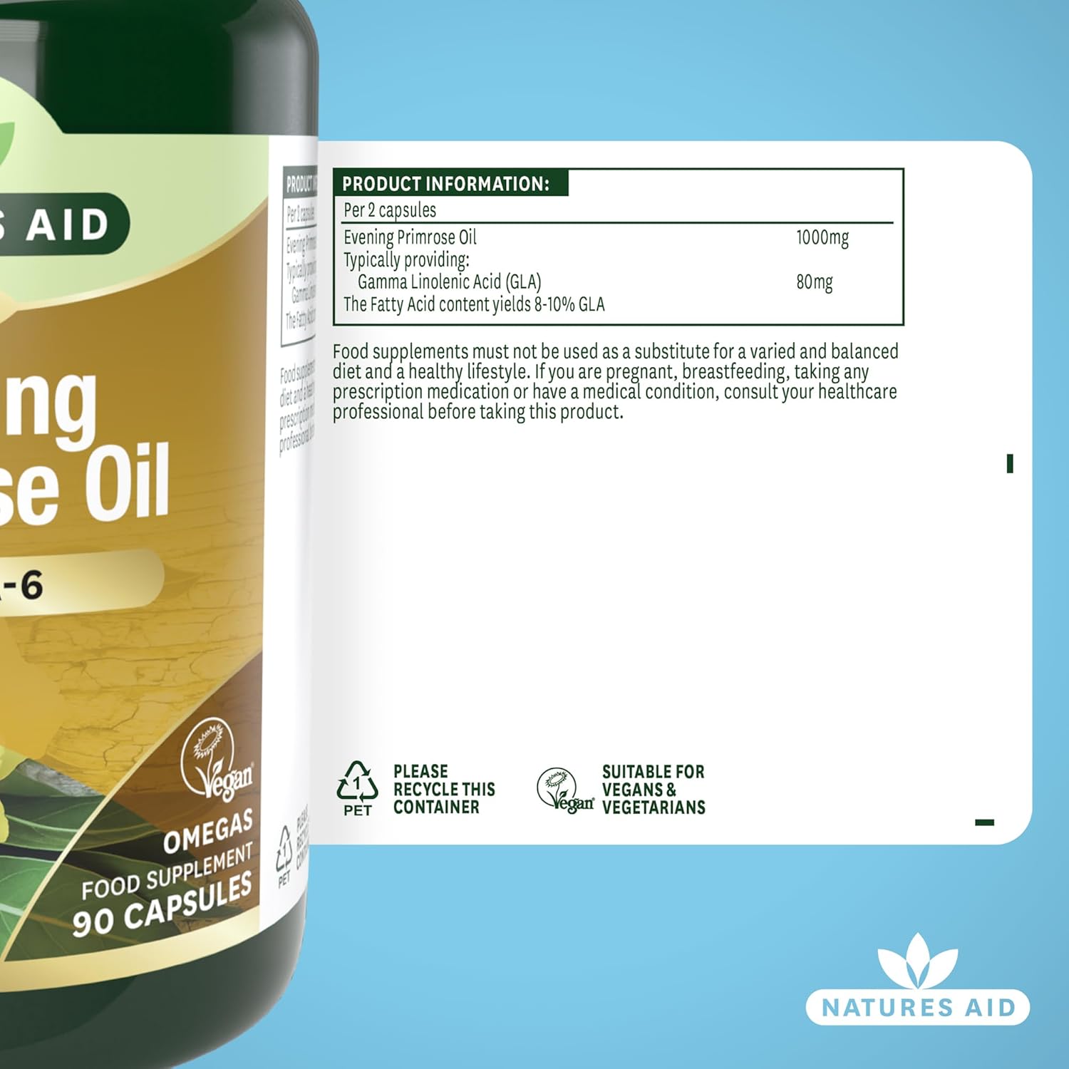 90-Pack Natures Aid Organic Evening Primrose Oil Capsules for Health and Wellness