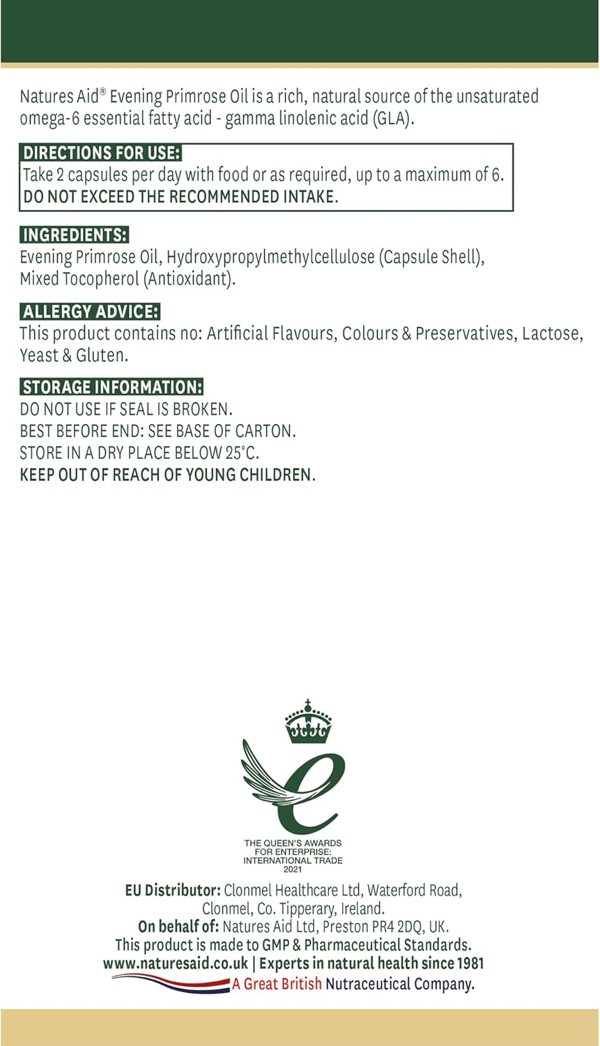 90-Pack Natures Aid Organic Evening Primrose Oil Capsules for Health and Wellness