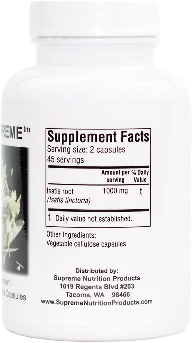 90 Pure Isatis Root Vegetarian Capsules by Supreme Nutrition - Woad Supreme for Superior Nutrition