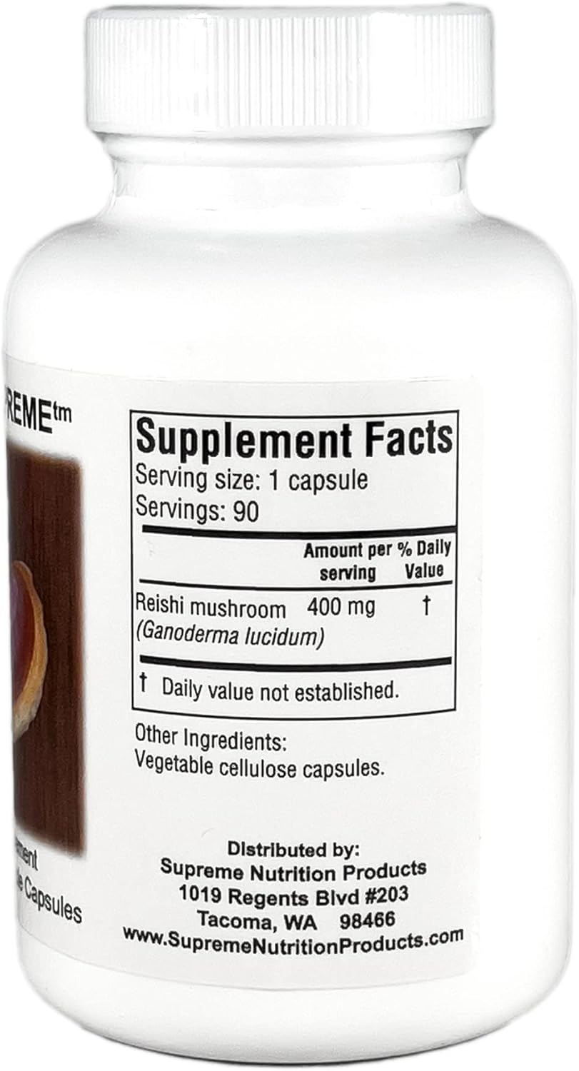 90 Pure Reishi Mushroom Vegetarian Capsules by Supreme Nutrition Products