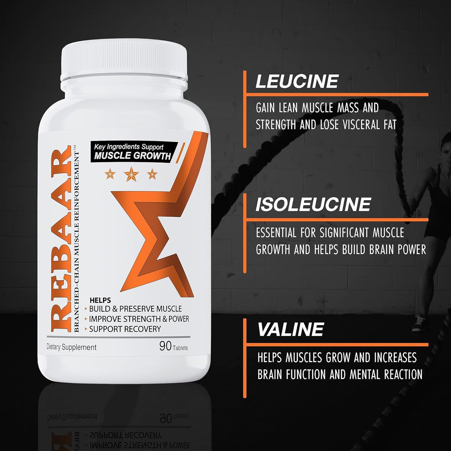 90 REBAAR BCAA Capsules by BELDT Labs - Keto Friendly Essential Amino Acids for Energy, Recovery, and Muscle Growth