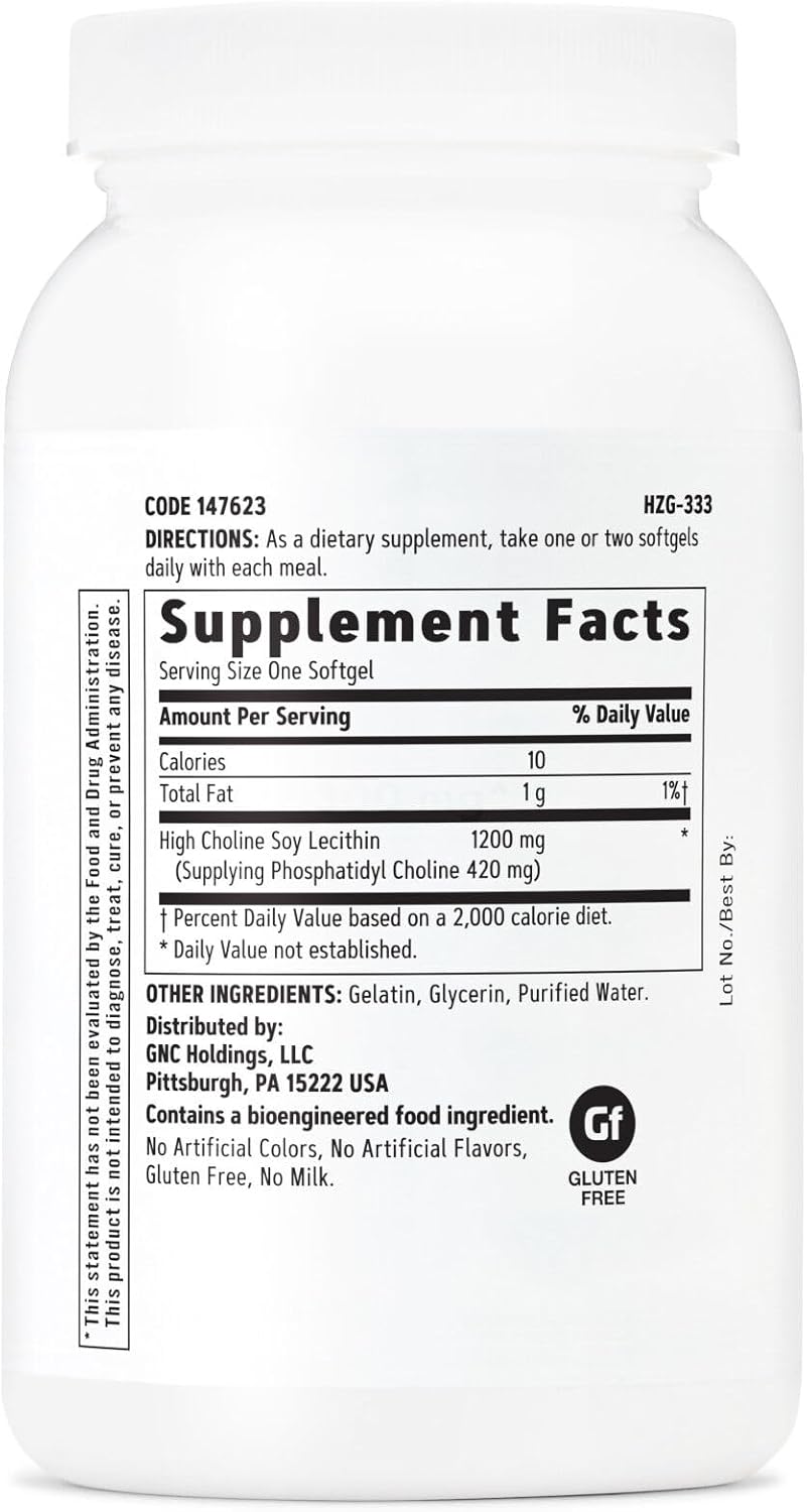 90 Servings of GNC Triple Lecithin 1200 MG Softgels for Brain and Liver Support