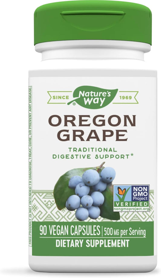 90 Vegan Capsules of Nature's Way Oregon Grape Supplement for Digestion Support
