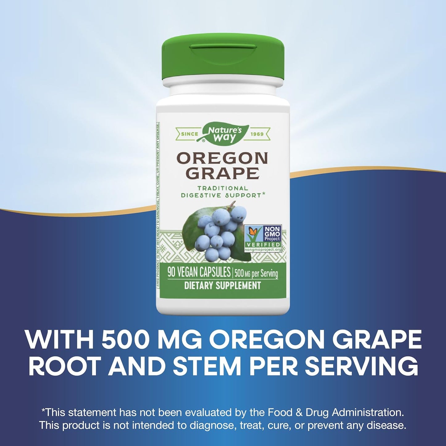 90 Vegan Capsules of Nature's Way Oregon Grape Supplement for Digestion Support