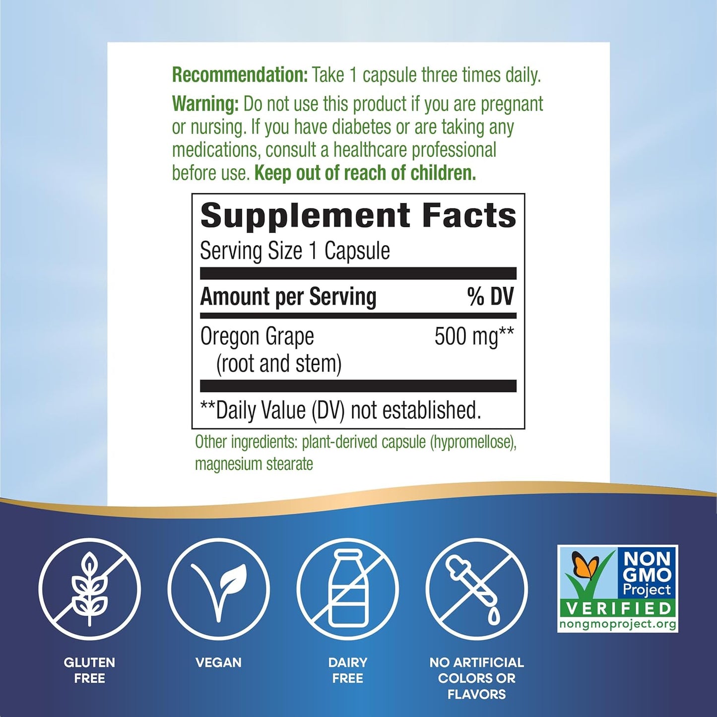90 Vegan Capsules of Nature's Way Oregon Grape Supplement for Digestion Support