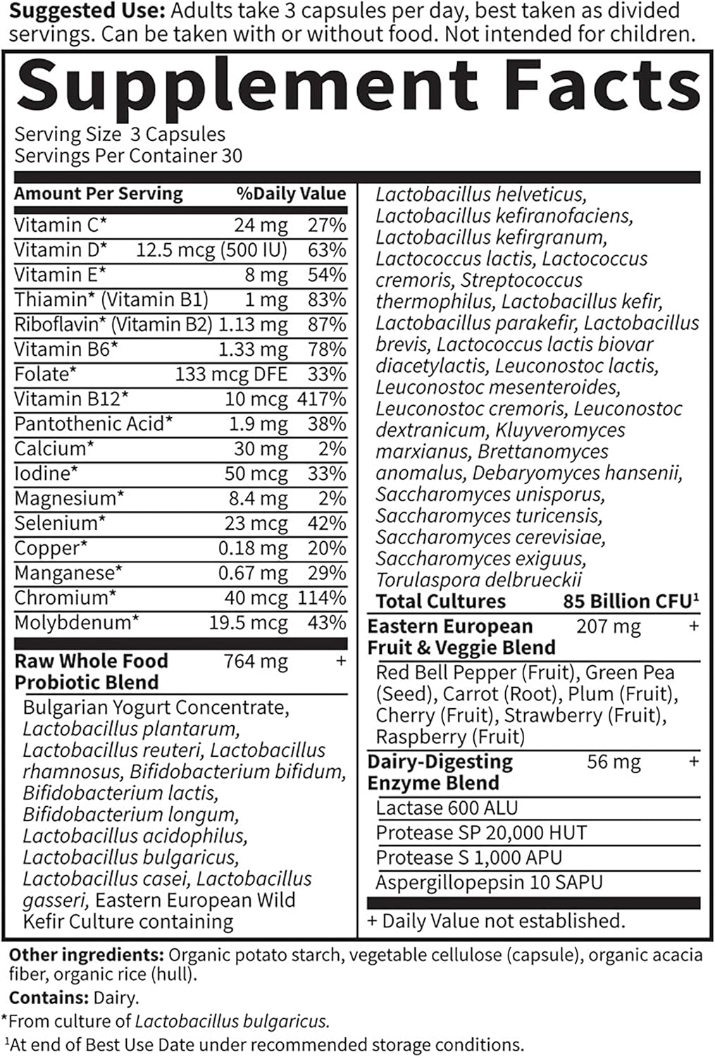 90 Vegetarian Capsules Garden of Life RAW Probiotics Women - Gut Health Supplement