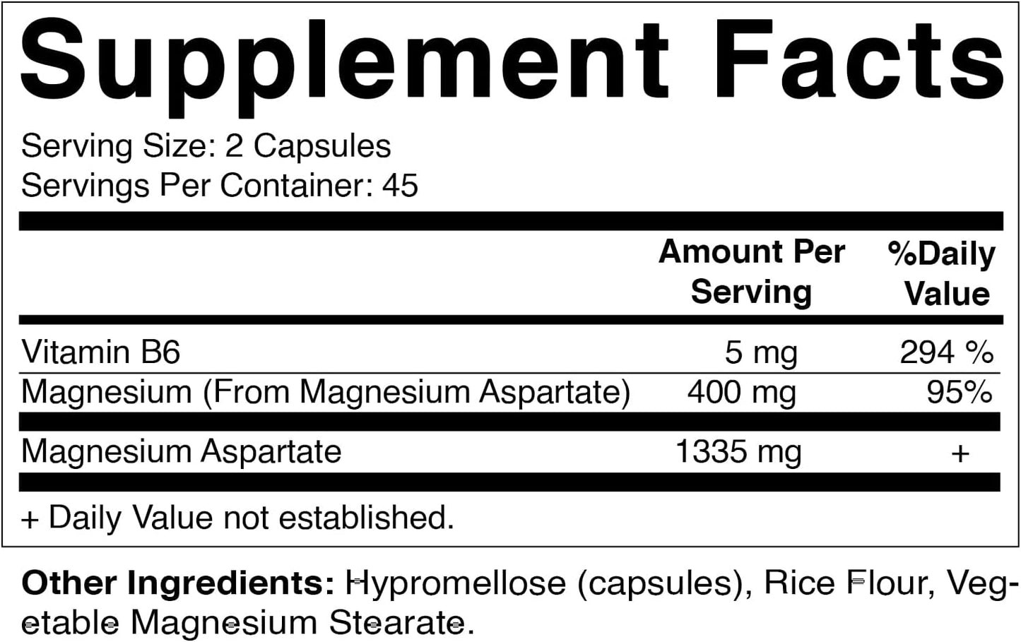 90 Vegetarian Capsules of Vitamatic Magnesium Aspartate with B6 for Enhanced Absorption - Supports Muscle, Joint, and Heart Health - 400mg per Serving