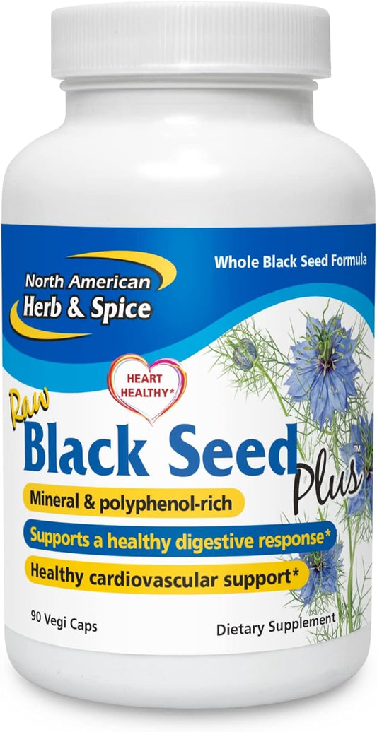 90 Vegi Capsules of North American Herb & Spice Black Seed Plus: Mediterranean Black Seed & Cumin Spice Complex for Heart, Immune, & Digestive Health - 45 Servings