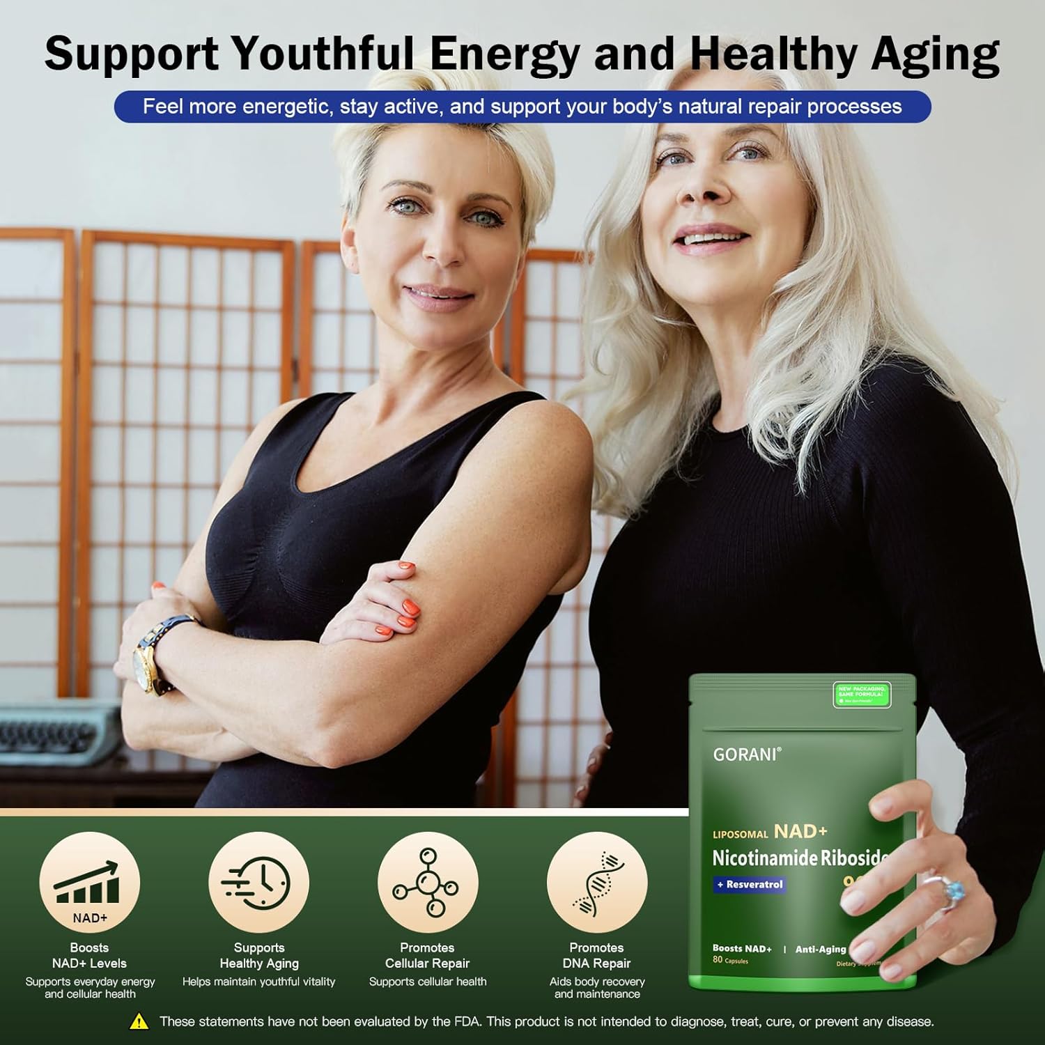 900MG Gorani NAD+ Supplement with Nicotinamide Riboside, Liposomal Resveratrol, and Quercetin - Enhanced MNM Resveratrol Formula for Vitality & Cognitive Function (3-Pack)