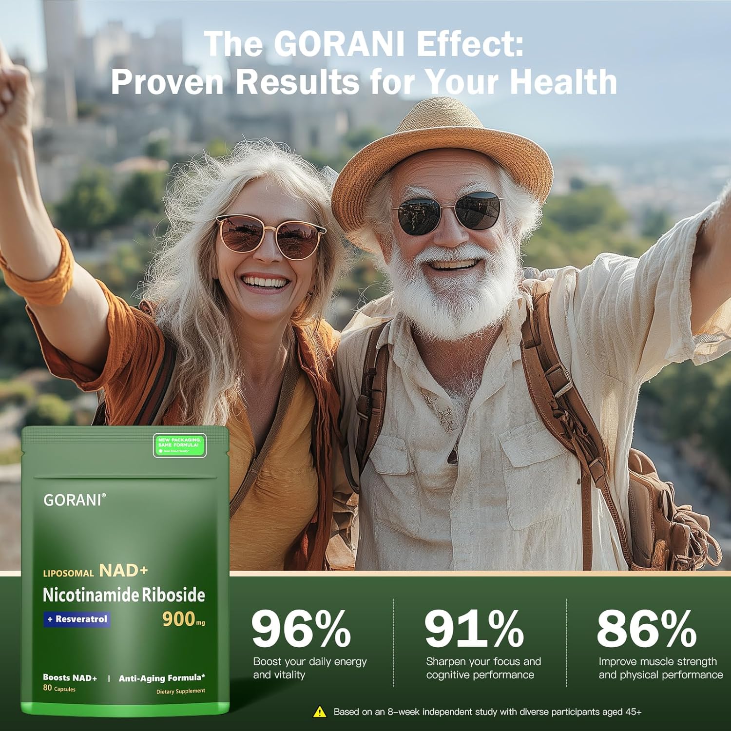 900MG Gorani NAD+ Supplement with Nicotinamide Riboside, Liposomal Resveratrol, and Quercetin - Enhanced MNM Resveratrol Formula for Vitality & Cognitive Function (3-Pack)