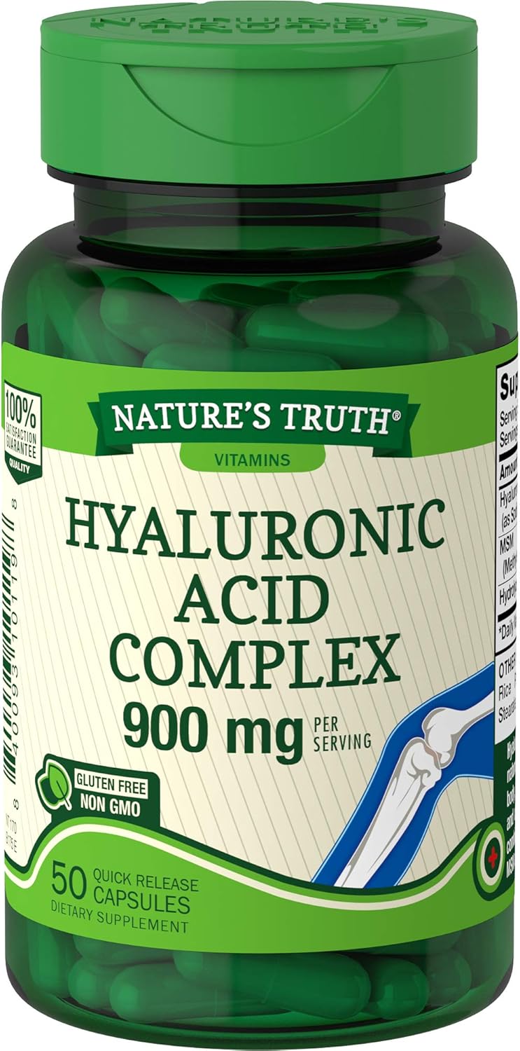 900mg Hyaluronic Acid with Collagen & MSM Capsules - Non-GMO & Gluten Free Supplement