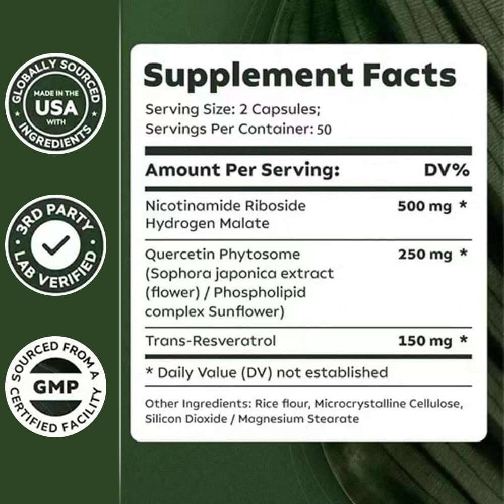 900mg Liposomal Nicotinamide Riboside NAD+ Supplement for Anti-Aging, Energy, Focus - 100 Count