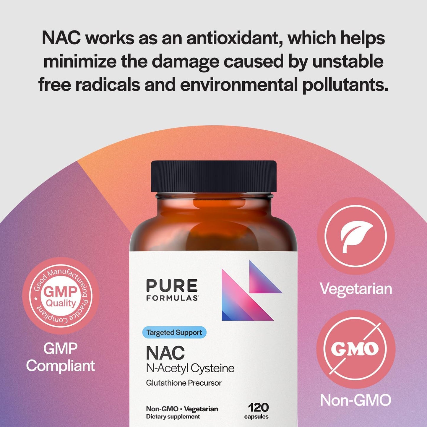 900mg N-Acetyl-L-Cysteine (NAC) Capsules - Antioxidant & Immune Support Supplement for Detox & Recovery - Non-GMO & Vegetarian - 120 Caps