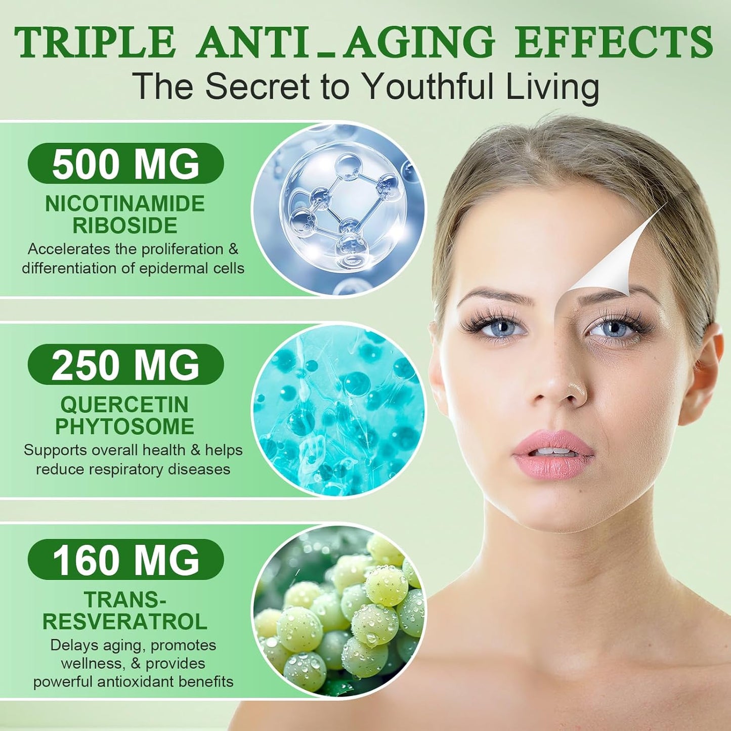 900mg NAD Nicotinamide Riboside Resveratrol Supplement for Anti-Aging & Energy Boost | DNA Repair Support with High Absorption