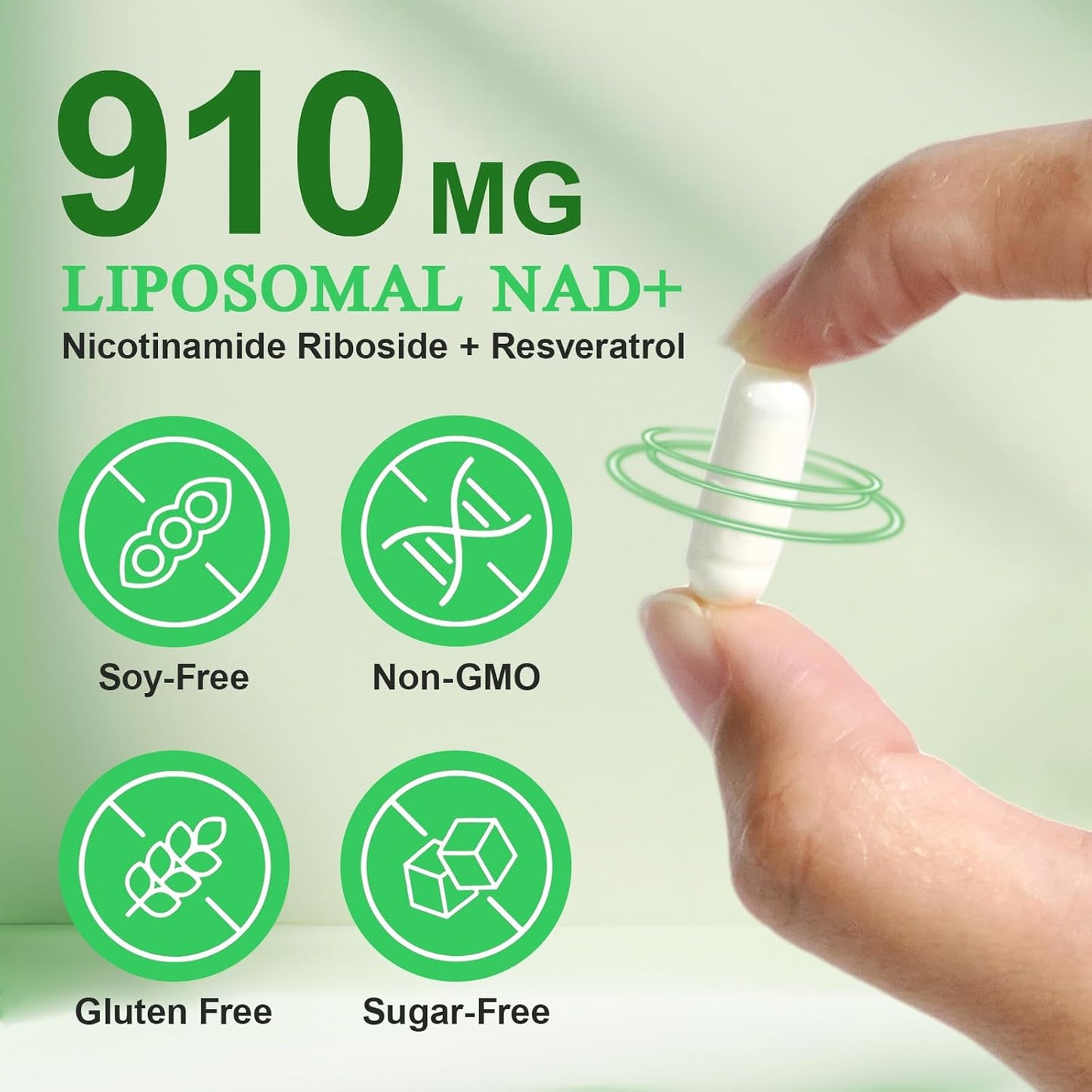 900mg NAD Nicotinamide Riboside Resveratrol Supplement for Anti-Aging & Energy Boost | DNA Repair Support with High Absorption