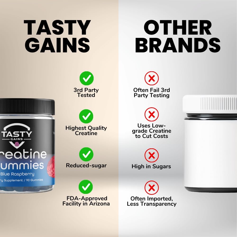 90g Creatine Infused Gummies - Vegan & Non-GMO, 1g Creatine Monohydrate Per Gummy, Made in USA - Muscle Building & Strength Boost for Men & Women