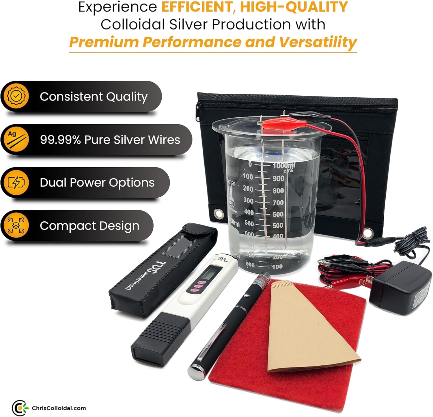 99.99% Pure Wire Colloidal Silver Generator Kit - Simply Add Distilled Water and Jar