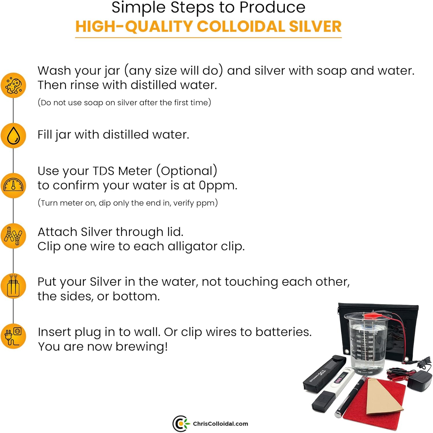 99.99% Pure Wire Colloidal Silver Generator Kit - Simply Add Distilled Water and Jar