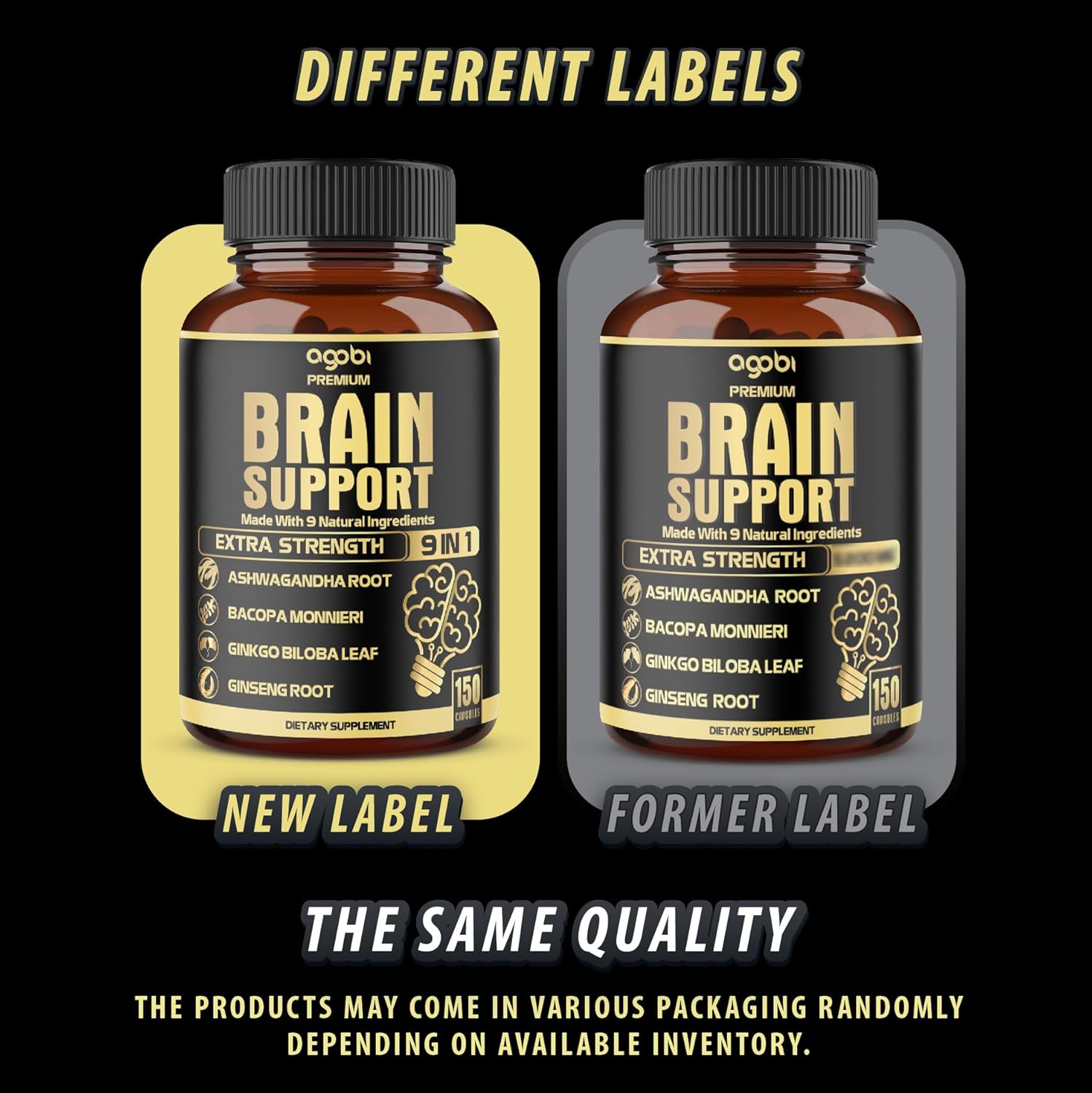9in1 Brain Support Supplement - 5750 Mg Blend with Ashwagandha, Ginseng, Gotu Kola, Ginkgo Biloba, Black Pepper - Boosts Accuracy, Focus, Memory & Energy - 150 Capsules, 5 Month Supply