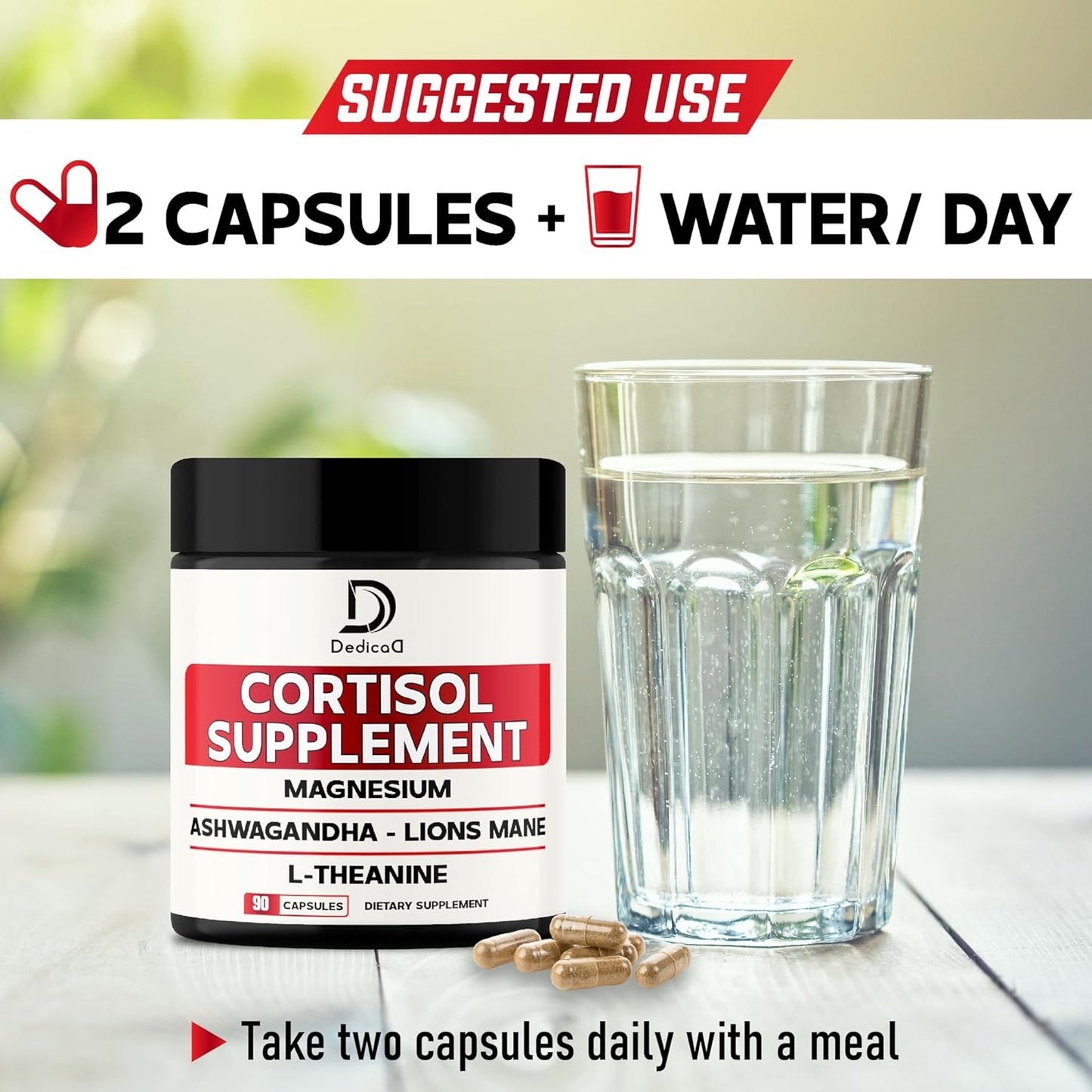 9in1 Cortisol Supplement with Ashwagandha and Magnesium for Brain Health, Restful Nights, and Mood Balance - 90 Capsules (45-Day Supply)