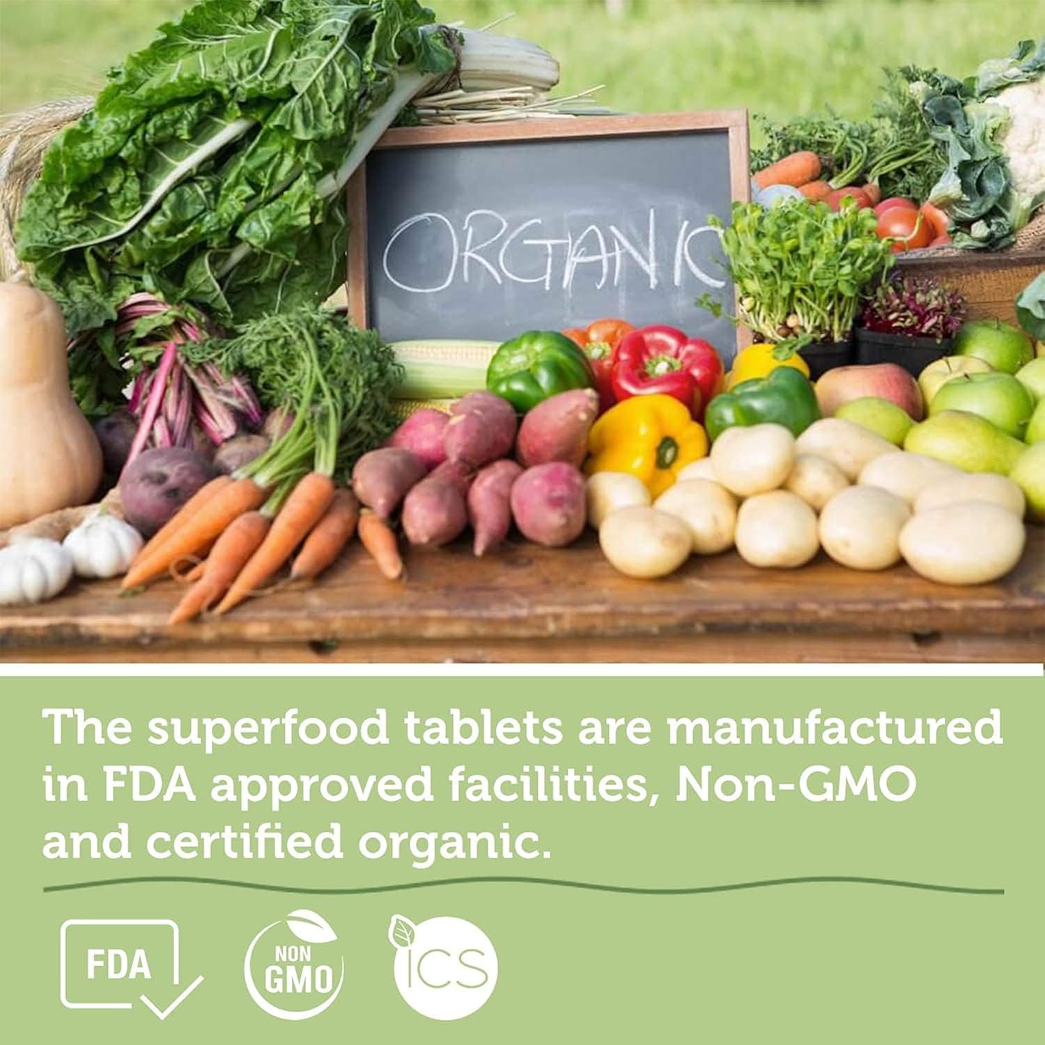 AAMATEC LIFE Organic Superfood Greens Fruits & Veggies Complex - Antioxidant-Rich Dietary Supplement (540 Capsules)