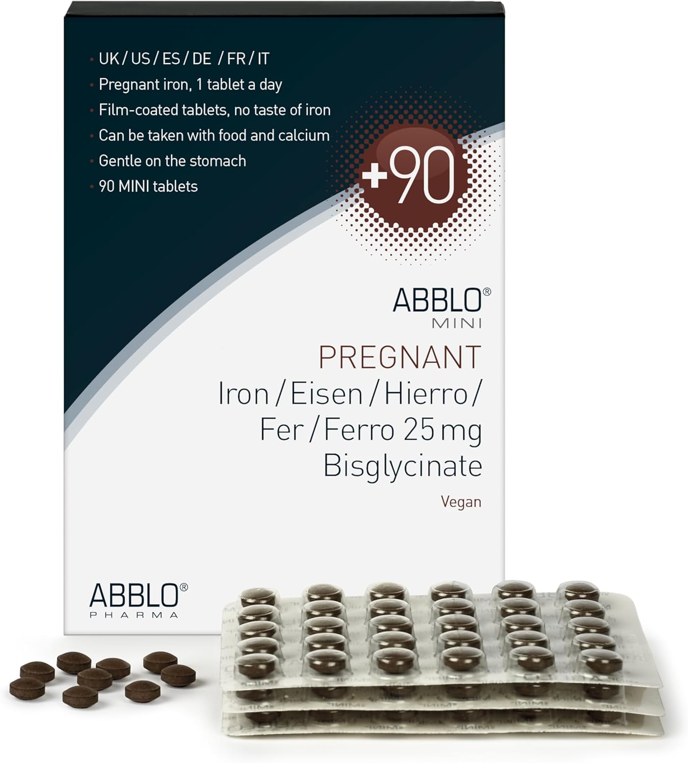 ABBLO PHARMA Prenatal & Pregnant Iron Supplement - Gentle & Small Tablet, Bisglycinate, Daily Breakfast Intake