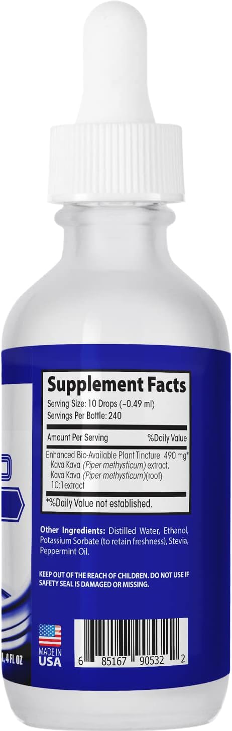 ABCOCID Kava Kava Root Extract Liquid - 490mg, 4oz, 240 Servings - USA Made, Fast Absorption, Potent Ingredients, Third-Party Tested, Non-GMO, GMP Certified, Cruelty-Free