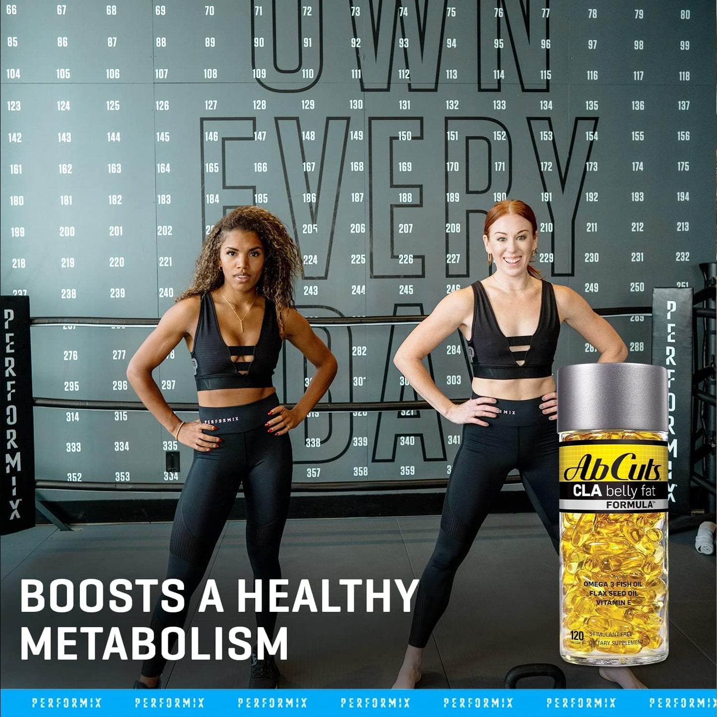 AbCuts CLA Belly Fat Formula - 120 Softgels with Omega 3 Fish Oil, Flaxseed Oil, and Vitamin E for Healthy Body Composition and Antioxidant Support