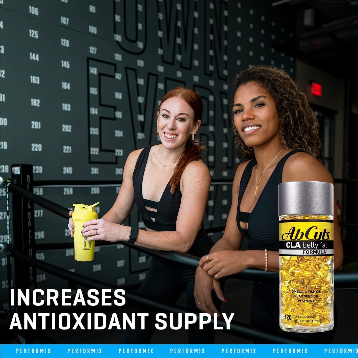 AbCuts CLA Belly Fat Formula - 120 Softgels with Omega 3 Fish Oil, Flaxseed Oil, and Vitamin E for Healthy Body Composition and Antioxidant Support