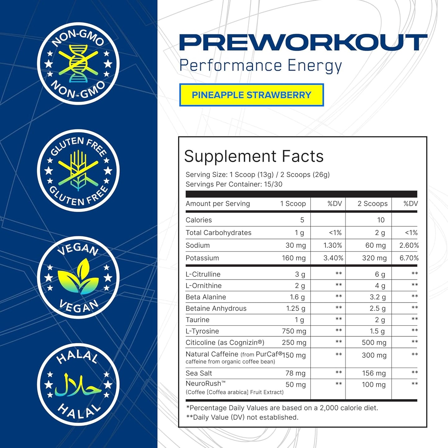 ABE All Black Everything AN Performance Pre-Workout Powder Supplement - 30 Servings - Energy Drink with 300mg Caffeine, Beta Alanine, Citrulline - Strawberry Pineapple, Third-Party Tested - Men & Women