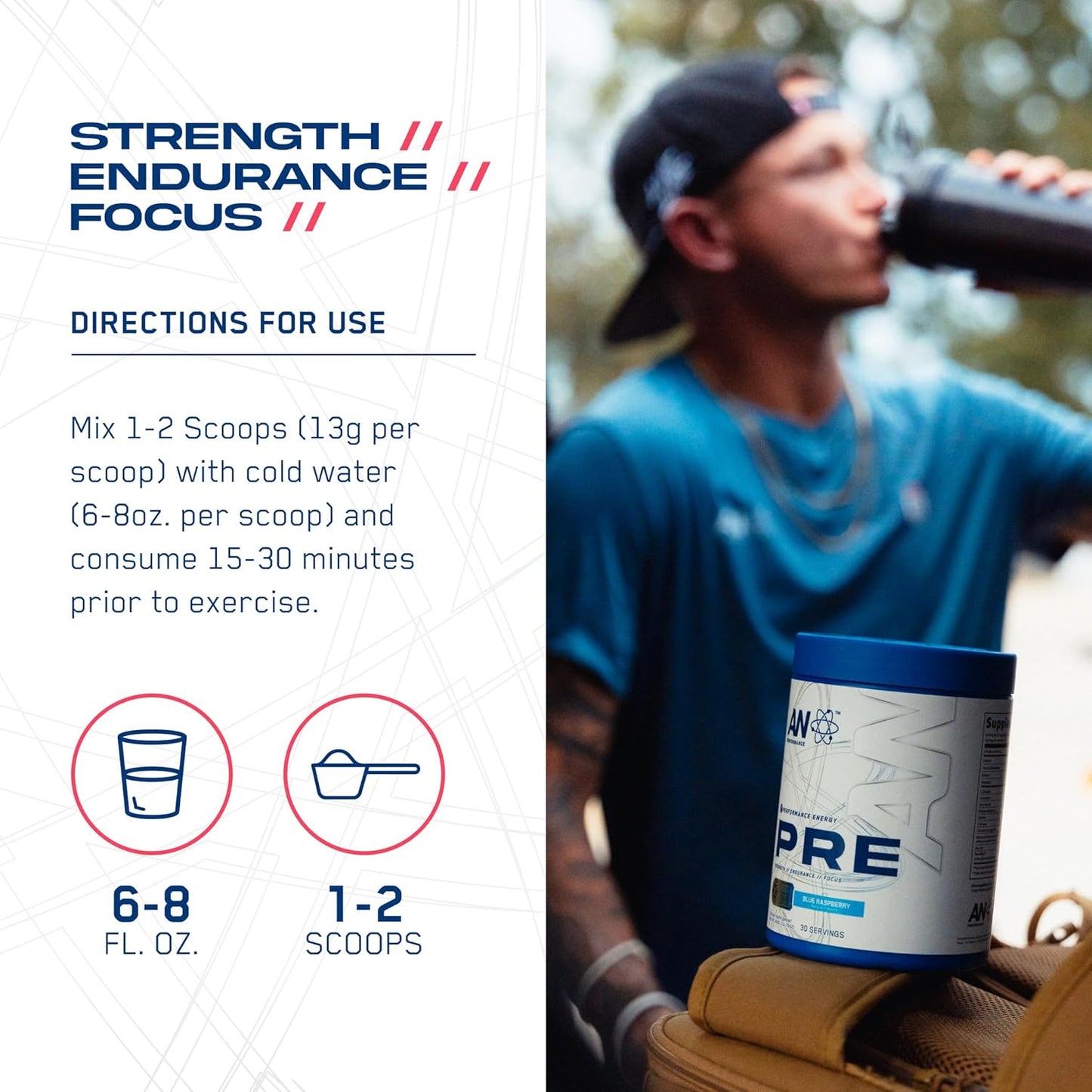 ABE All Black Everything AN Performance Pre-Workout Powder Supplement - Energy Drink Mix with 300mg Caffeine, Beta Alanine, Citrulline - Fruit Punch Flavor - 30 Servings - Third-Party Tested for Men & Women